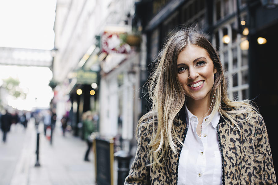 Young Female Lifestyle Blogger posing in street in Central London Photograph by Luca Sage