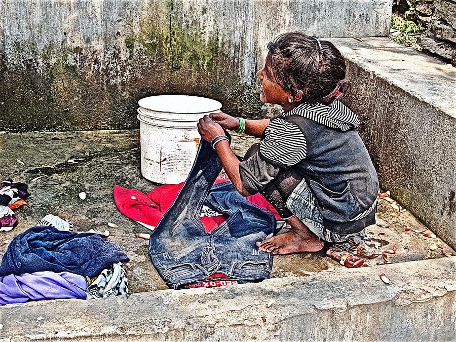 Young Girl Doing Laundry In Mothers Village Nepal Photograph By Ruth Hager Fine Art America