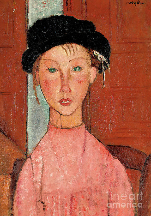 Young Girl in a Beret, 1918 Painting by Amedeo Modigliani