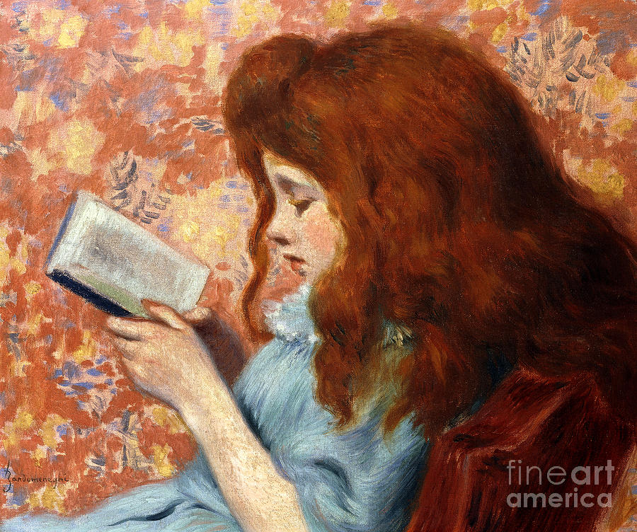 Young Girl Reading Painting by Federigo Zandomeneghi