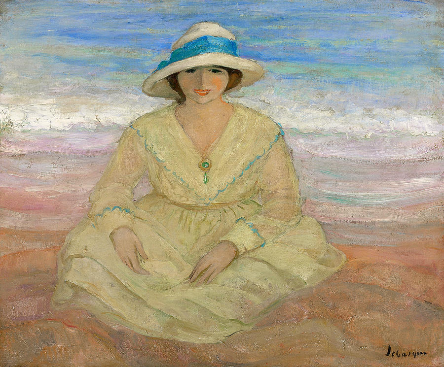 Henri Lebasque Painting - Young Girl Sitting on the Beach by Henri Lebasque