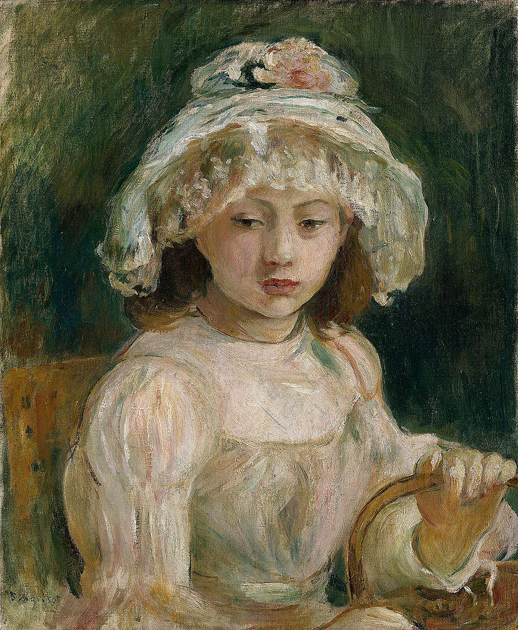Berthe Morisot Painting - Young Girl with Hat by Berthe Morisot