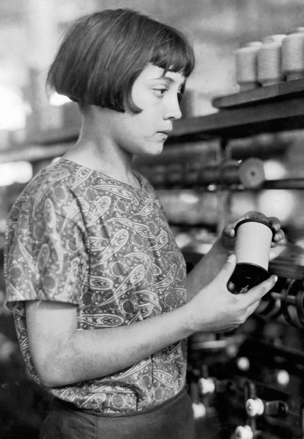 Young Girl Working At Cheney Silk Mills - Lewis Hine 1924 Photograph by War Is Hell Store