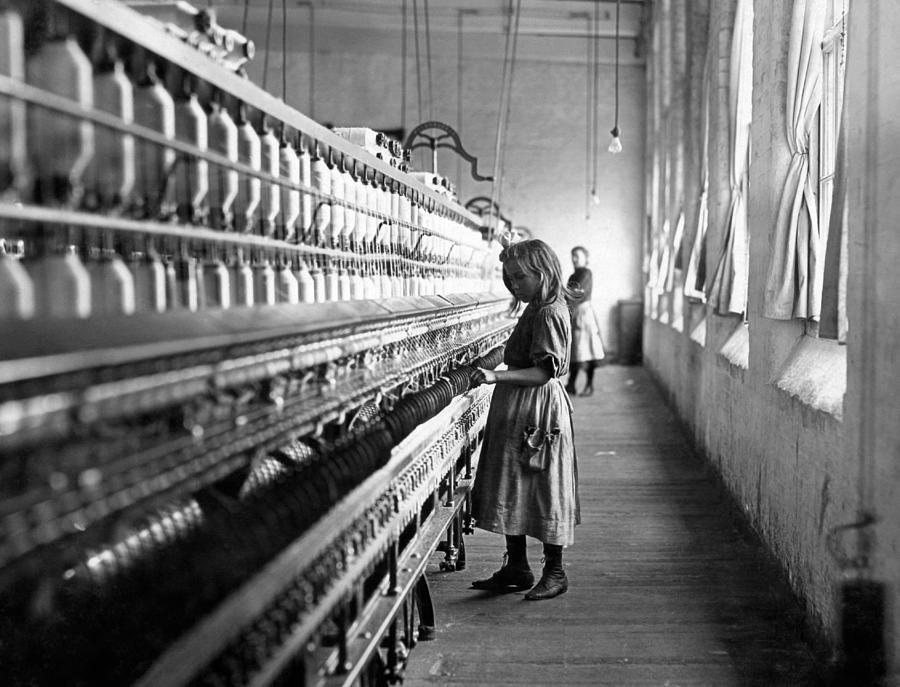 Young Girl Working In South Carolina Cotton Mill - Lewis Hine 1908 Photograph by War Is Hell Store