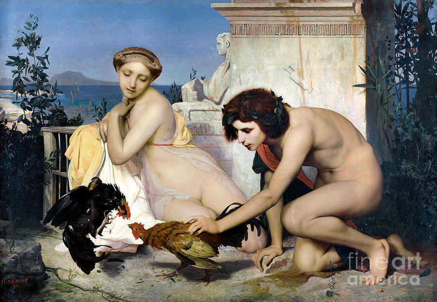 Young Greeks at a Cockfight Painting by Jean Leon Gerome