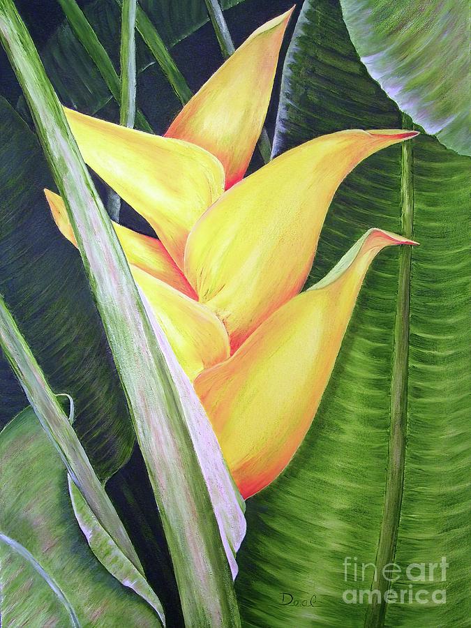 Young Heliconia Caribea Painting by Mary Deal