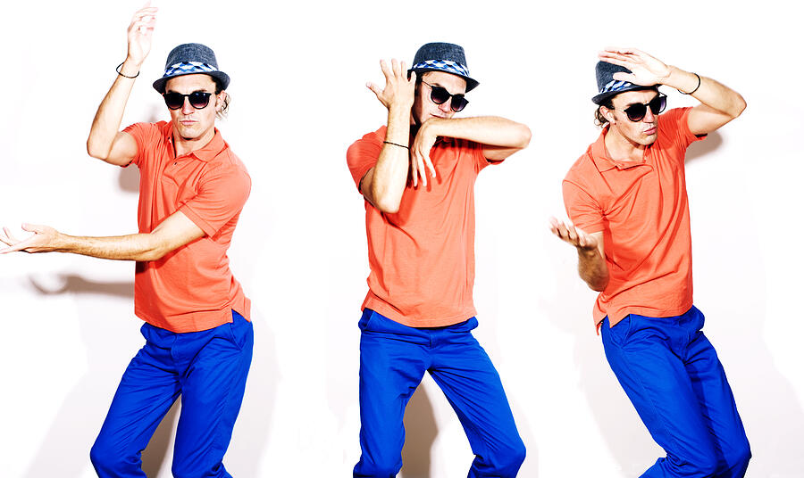Young Hip Man Dancing on White Background Photograph by Mimi  Haddon