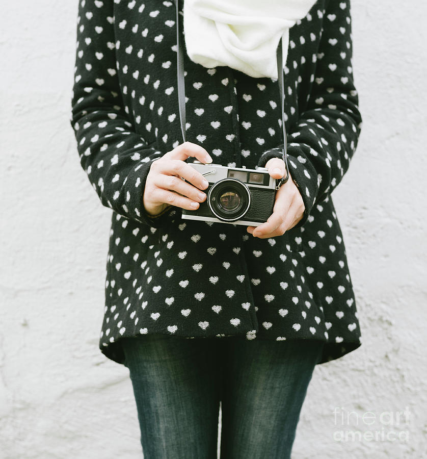 Young hipster woman holding vintage photo camera.  Photograph by Jelena Jovanovic