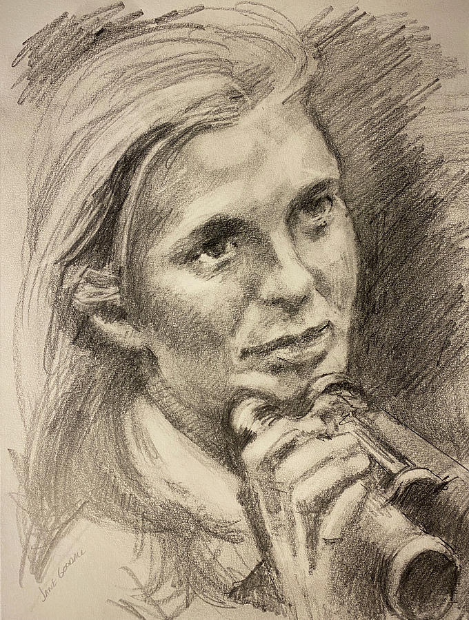 Young Jane Goodall pencil drawing Drawing by Jon Bradham Pixels