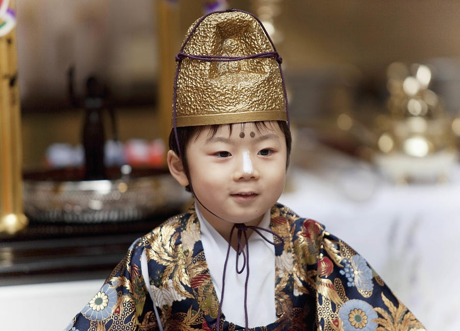 Young Japanese Boy Wearing Traditional Celebrator Photograph by Hisayoshi Osawa