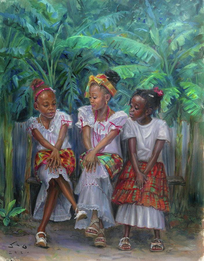 Young Ladies #2 Painting by Jonathan Guy-Gladding JAG