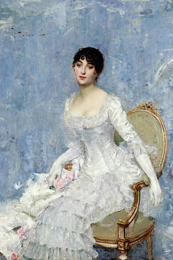 Young Lady in White, 1880 Painting by Paul Cesar Helleu - Fine Art America