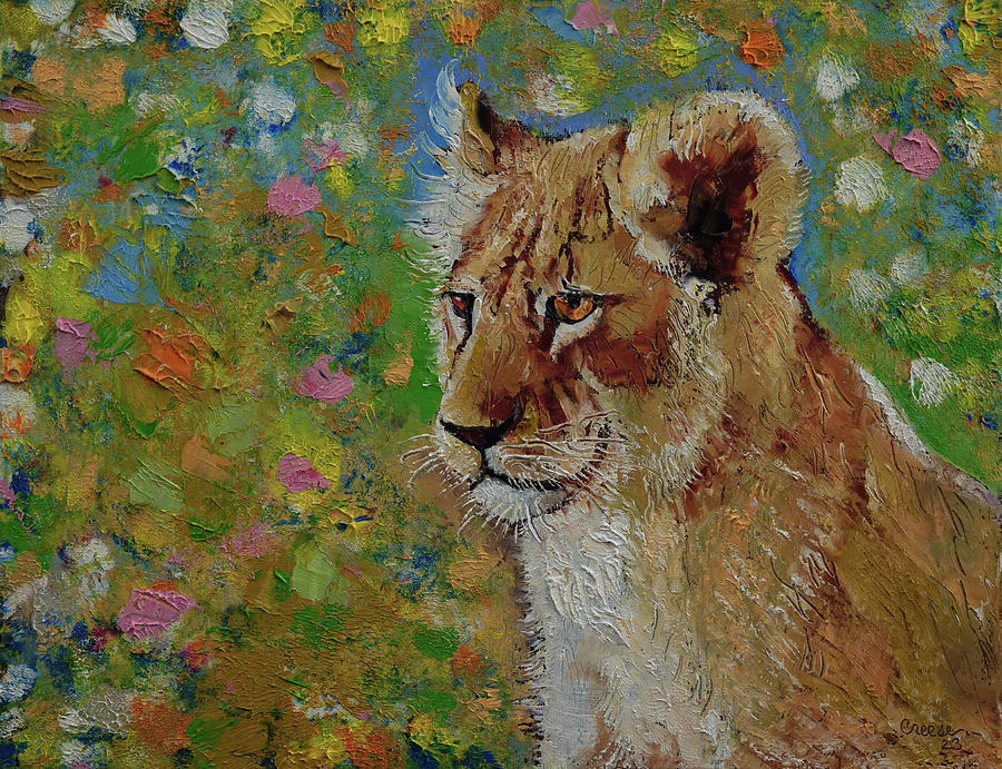 Young Lion Painting by Michael Creese