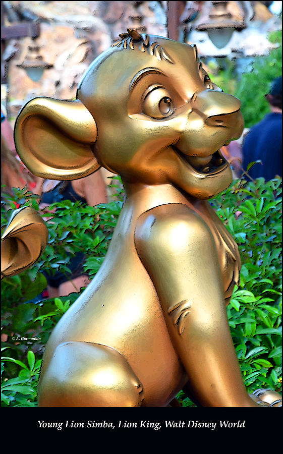 Young Lion Simba Sculpture, Lion King, Walt Disney World Photograph by A Macarthur Gurmankin
