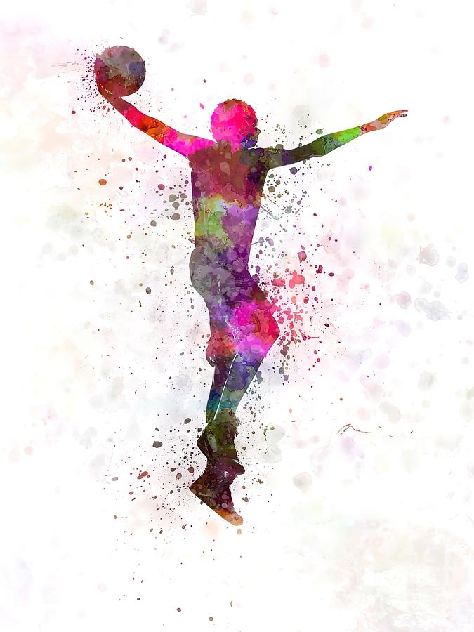 Young Man Basketball Player Dunking Painting by Joel Lisa | Pixels