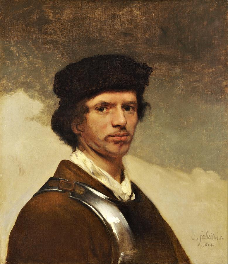 Young Painting - Young Man in a Fur Cap  by Carel Fabritius