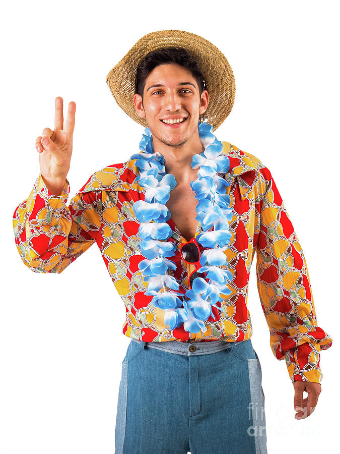 Young man smoking cigarette, with hippie clothing Photograph by Stefano ...