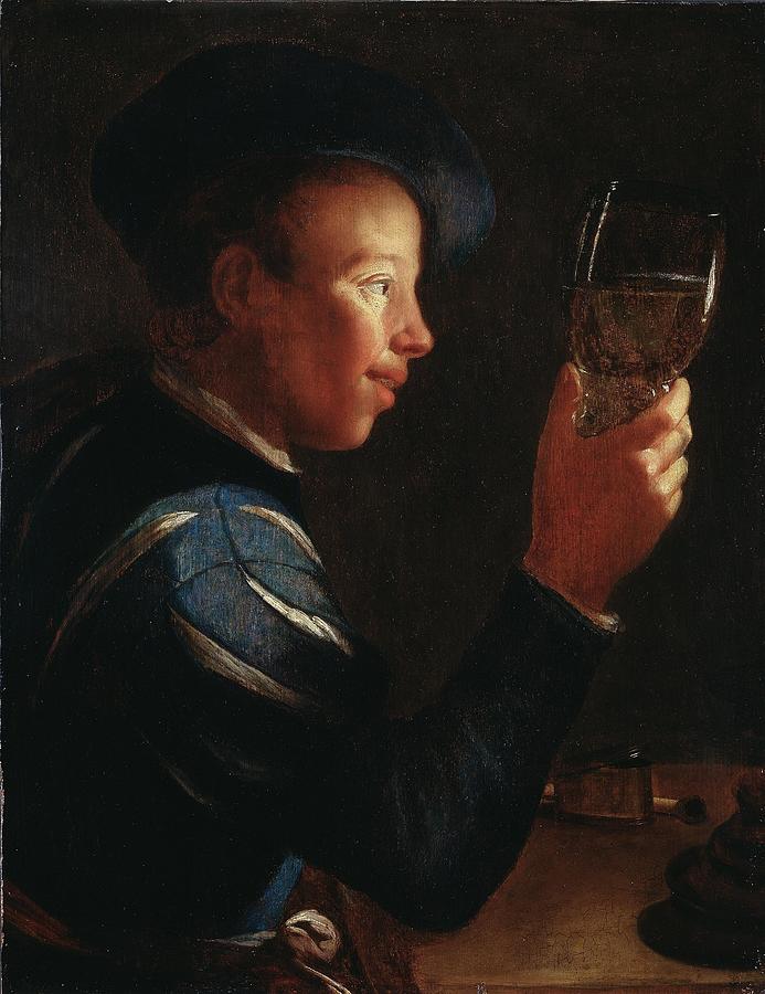 Wassily Kandinsky Drawing - Young Man with a Glass Goblet art by Willem van der Vliet Dutch