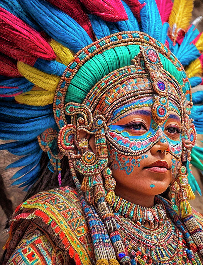 Young Mayan Princess Digital Art by Bill Barber