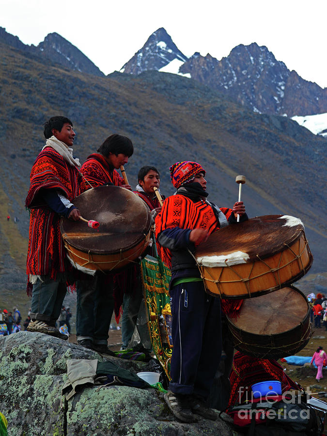 Young musicians at the Qoyllur Riti festival Peru Photograph by James Brunker