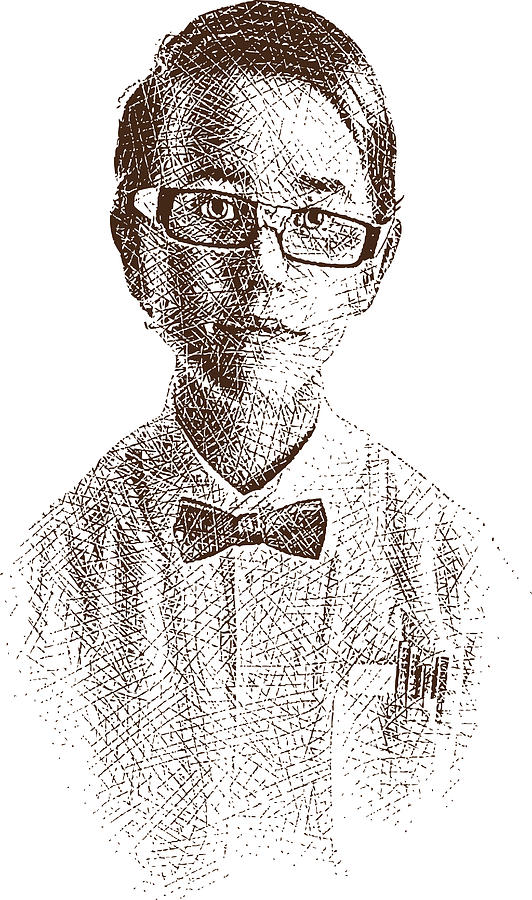 Young Nerd Etching Drawing by GeorgePeters