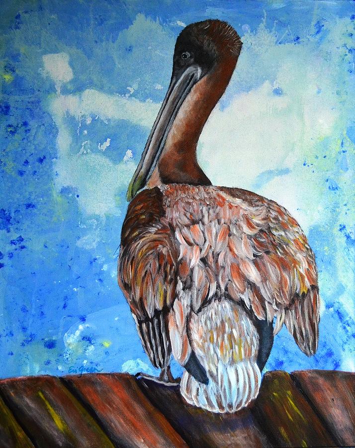 Brown Pelican Painting by Evi Green