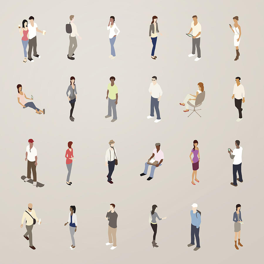 Young People - Flat Icons Illustration Drawing by Mathisworks