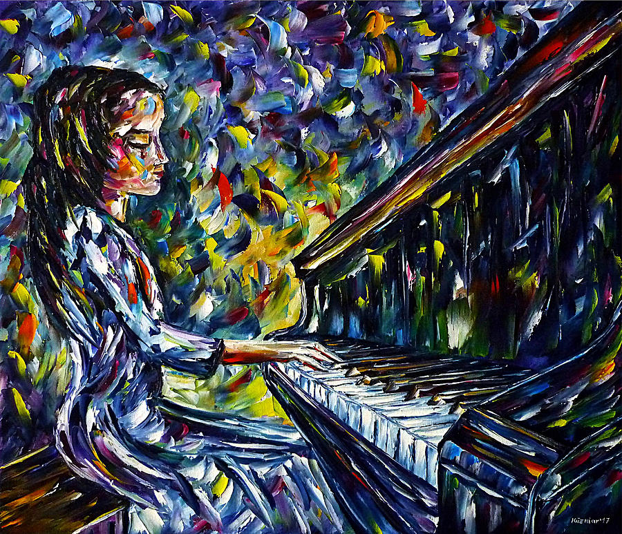 Young Piano Player Painting by Mirek Kuzniar