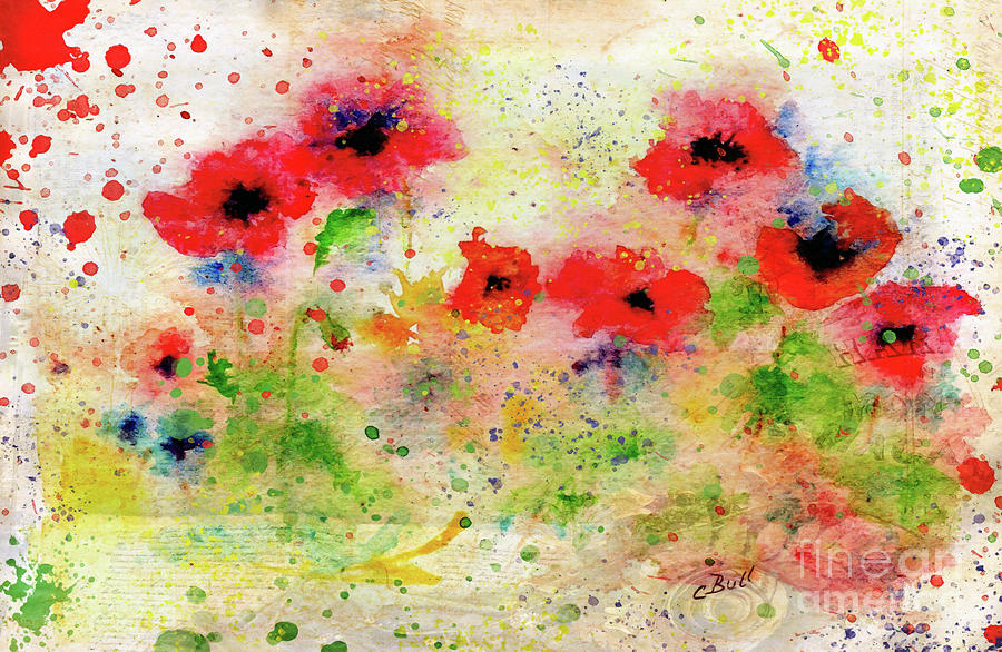 Young Poppies Party Painting by Claire Bull