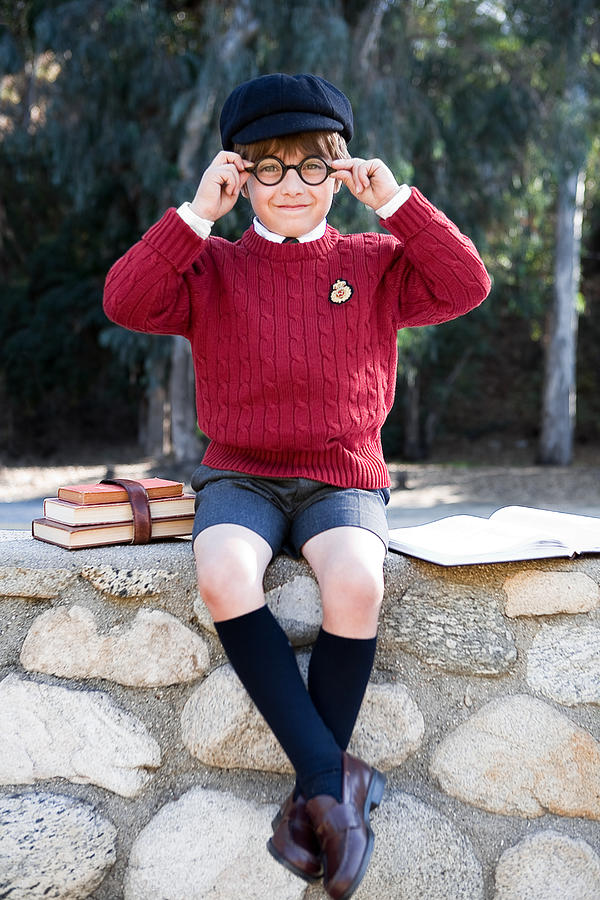 Young Prep School Student Sitting with Books Photograph by Michael Hevesy