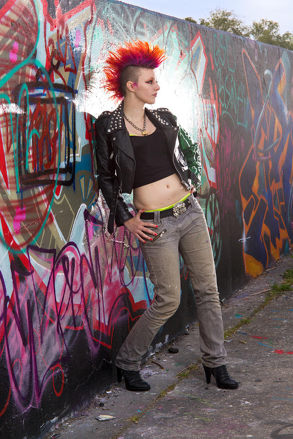 Young punk woman leaning on wall Photograph by Phil Payne Photography