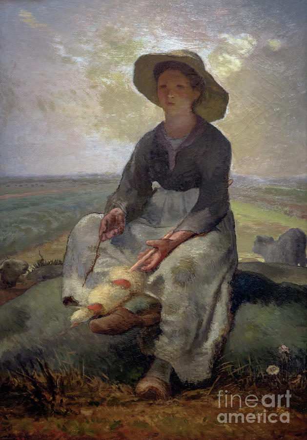 Jean Francois Millet Photograph - Young Shepherdess, circa 1870-1873  by Kate Kimber