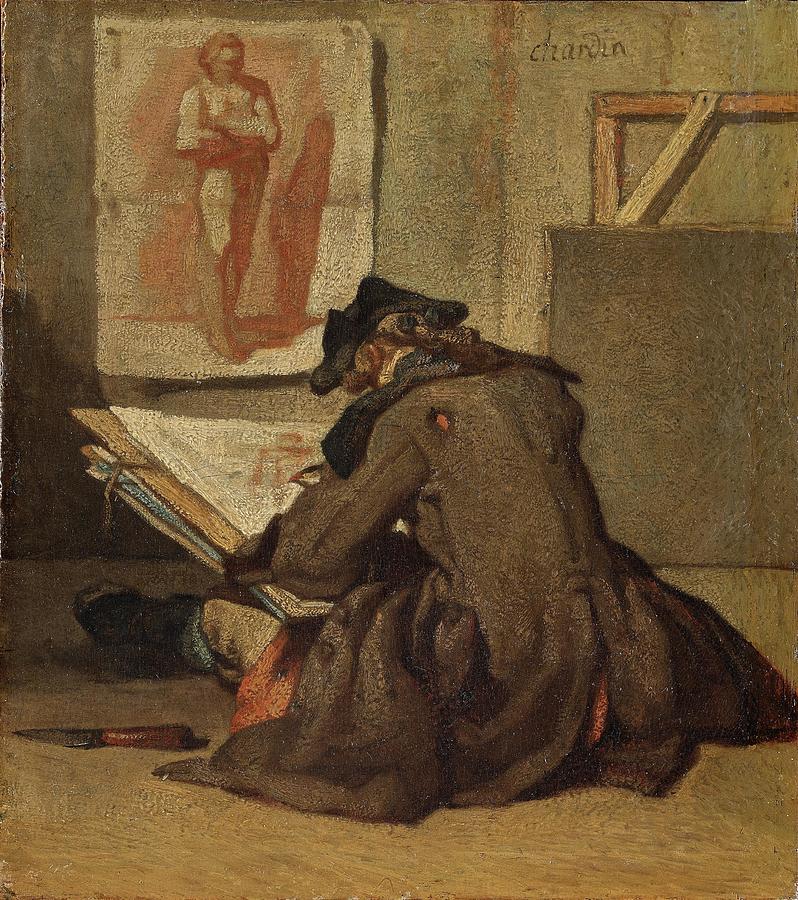 Young Student Drawing circa art Drawing by Jean Baptiste Simeon Chardin ...