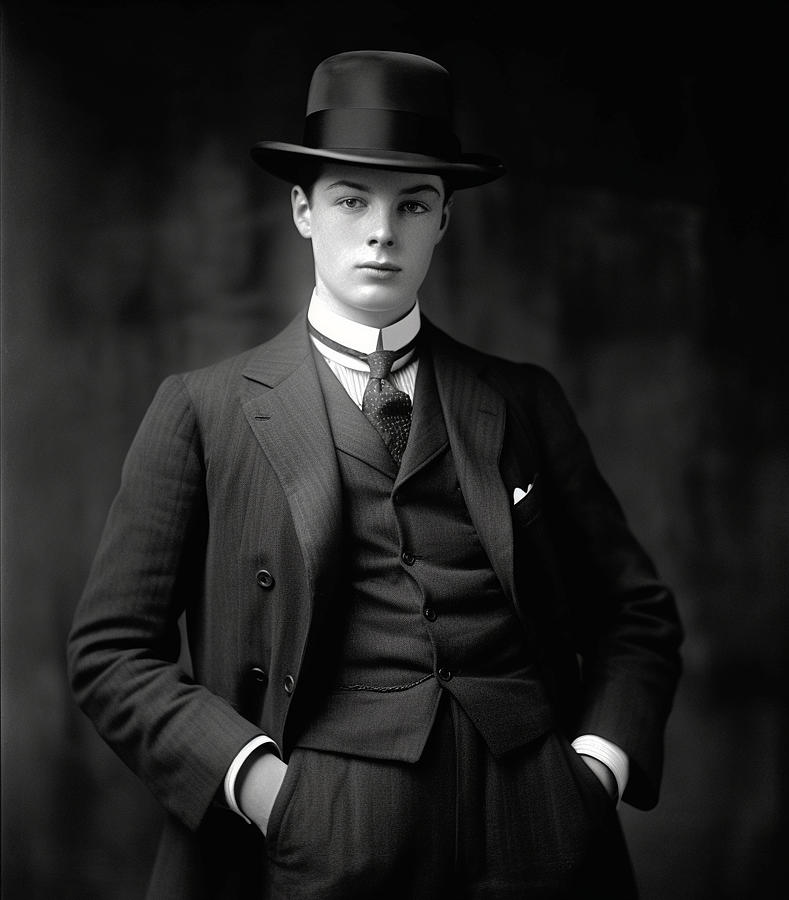 Young  Winston  Churchill  as  High  School  Fashion   by Asar Studios Painting by Celestial Images