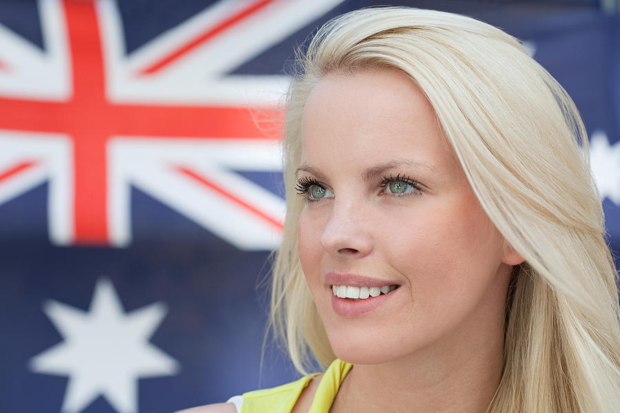 Young woman and australian flag Photograph by Image Source