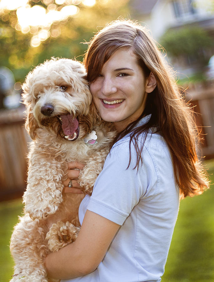 Young woman and dog Photograph by Stef Dreher