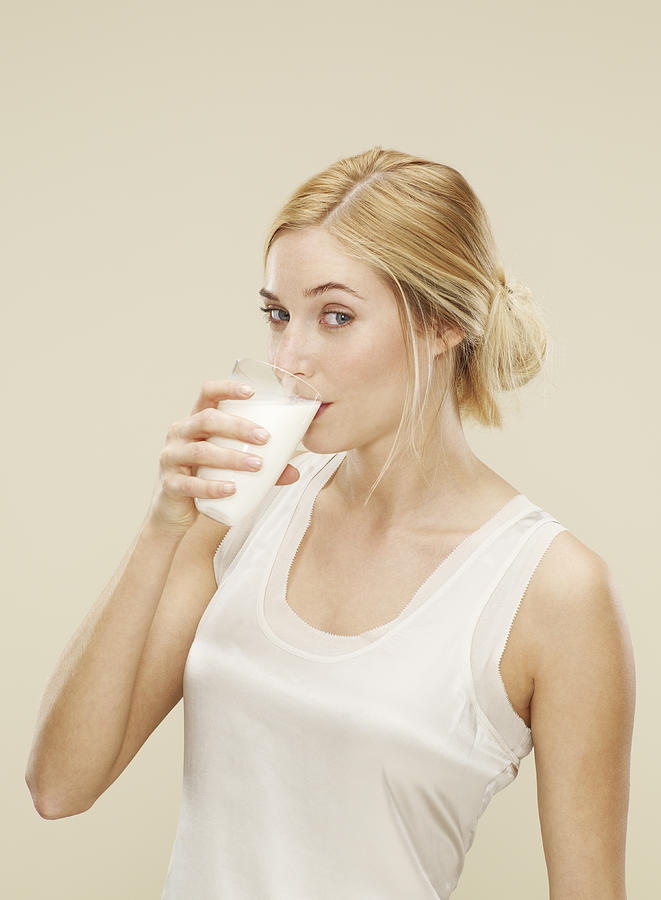 Young Woman Drinking Fresh Milk Photograph by Oppenheim Bernhard