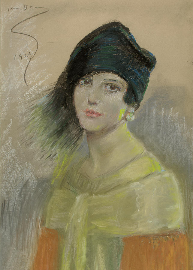 Impressionism Painting - Young Woman in Black Hat - High resolution - digitally enhanced by Alice Barney