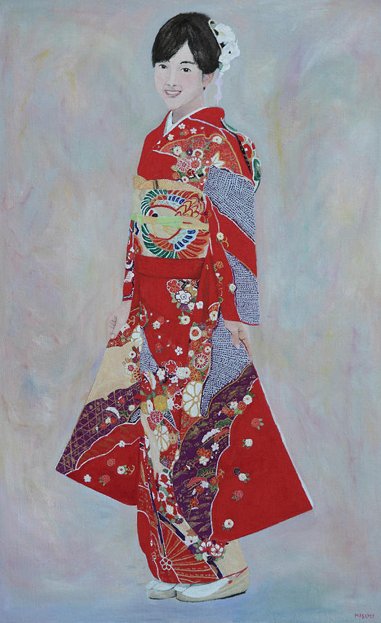 Young Woman in Kimono Painting by Masami IIDA