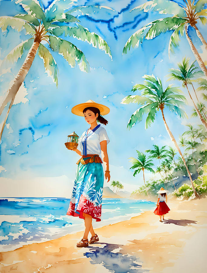 Young Woman on Hawaii Beach Digital Art by Long Shot