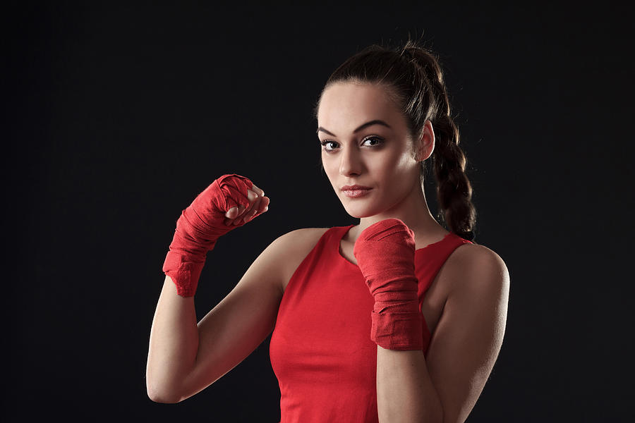 Young Woman posing in Boxing Outfit -braid hair Photograph by Valentinrussanov