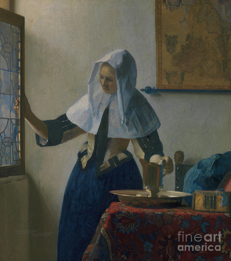 Young Woman with a Water Jug, circa 1662 Painting by Jan Vermeer