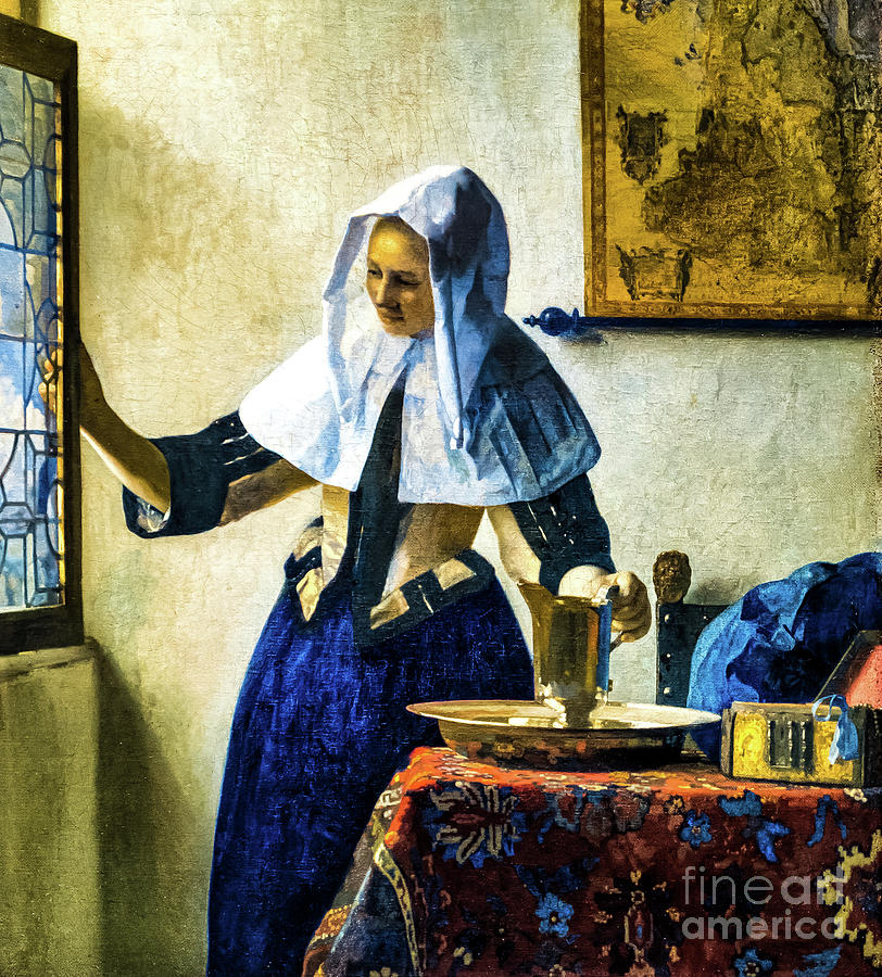 Young Woman with a Water Pitcher by Johannes Vermeer 1662 Painting by Johannes Vermeer