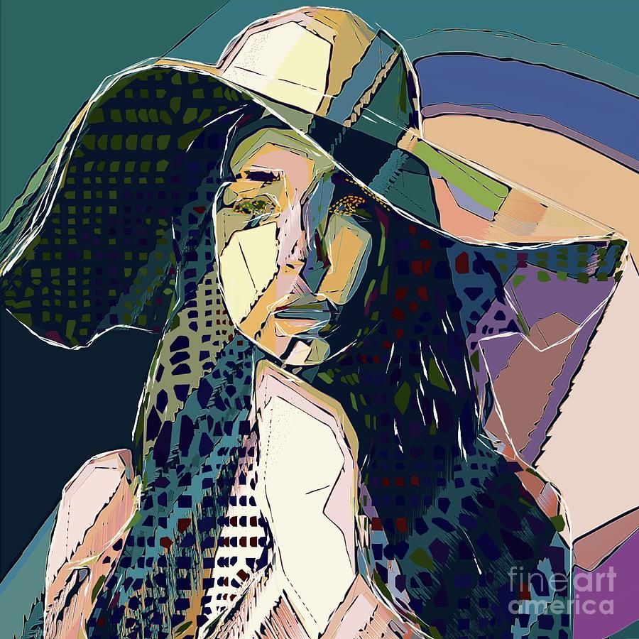 Young Woman With Hat - Abstract 13 Digital Art by Philip Preston