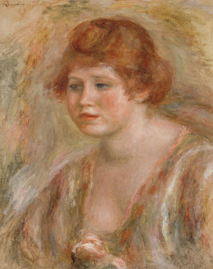 Young Woman with Rose Painting by Auguste Renoir