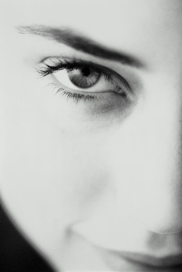 Young womans face, close-up (B&W) Photograph by Jerome Tisne