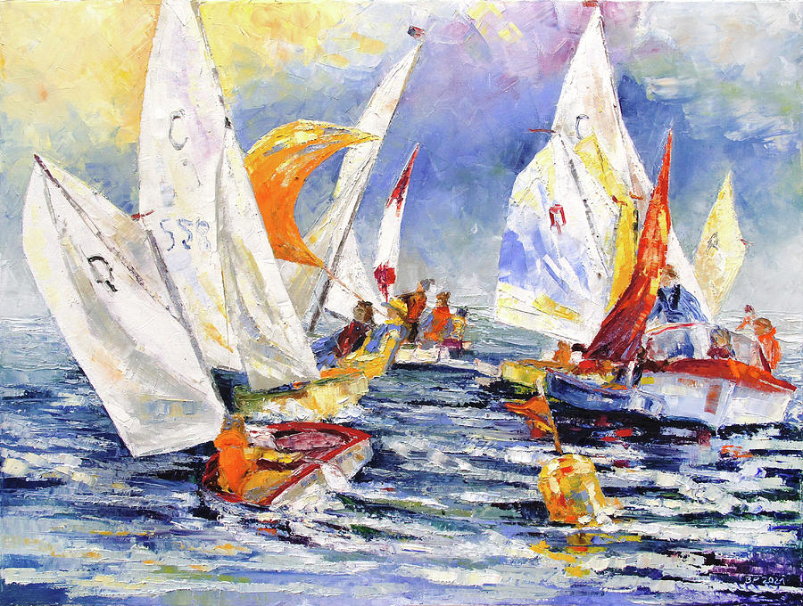 Youngster Sailing Regatta Painting by Barbara Pommerenke