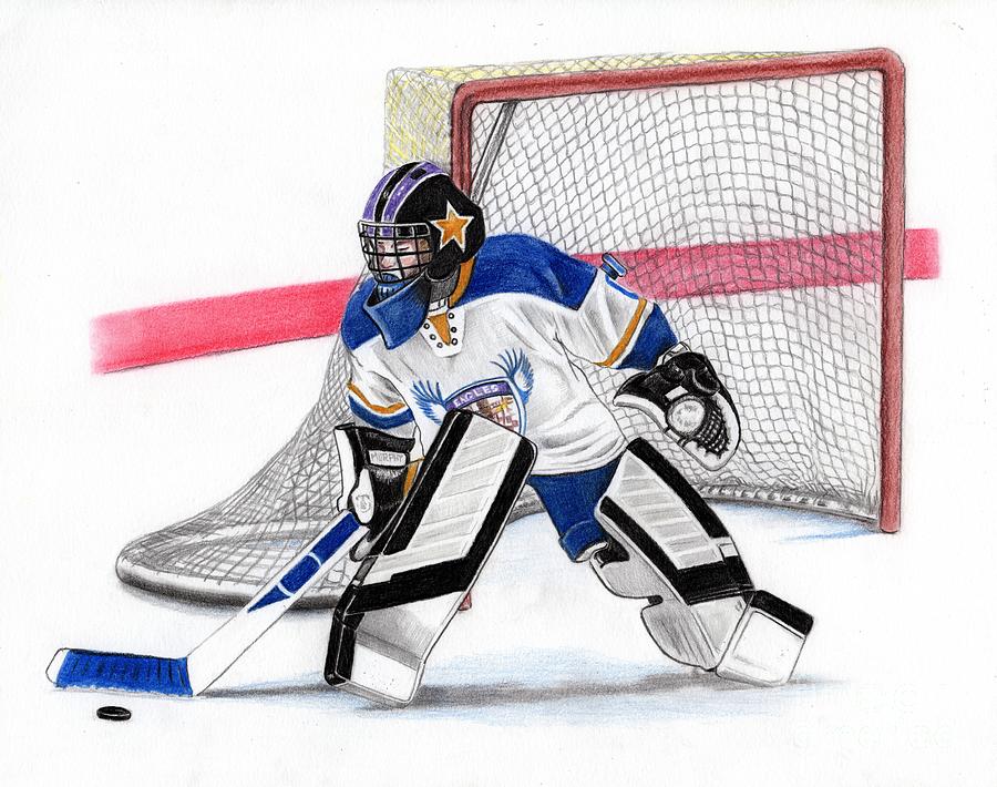 Youth Hockey drawing Drawing by Murphy Art Elliott