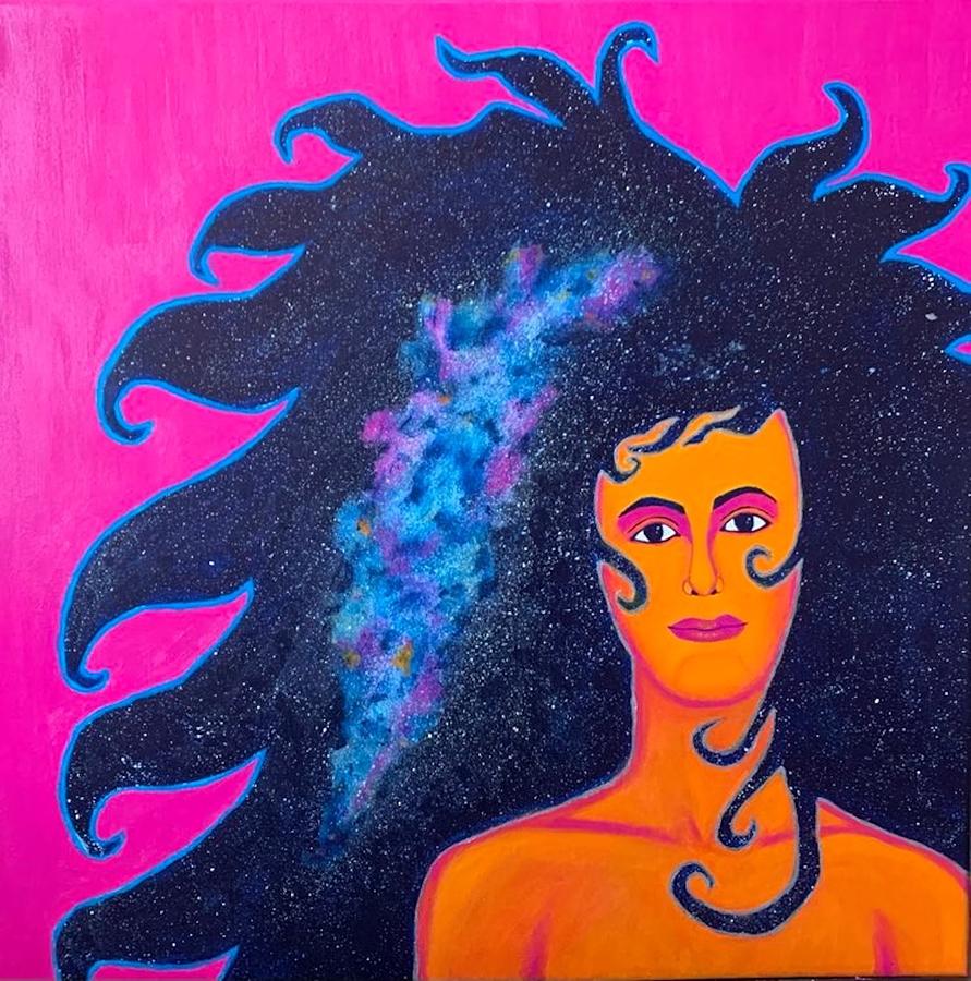Cosmos Painting - Youve Got the Universe Reclining In Your Hair by Francie Klopotic Cosmos Painting - Youve Got the Universe Reclining In Your Hair by Francie Klopotic