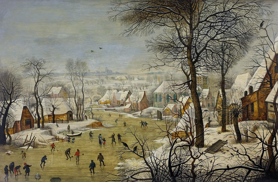 Winter Painting - Winter landscape with a bird trap by Pieter Brueghel the Younger by Mango Art